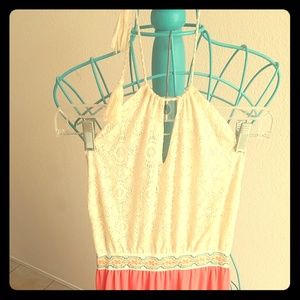 Pink and white maxi dress